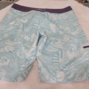 Imperial Motion Aqua and Purple Swim Board Shorts